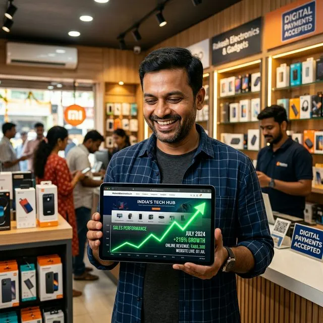 Retail shop owner happy with sales